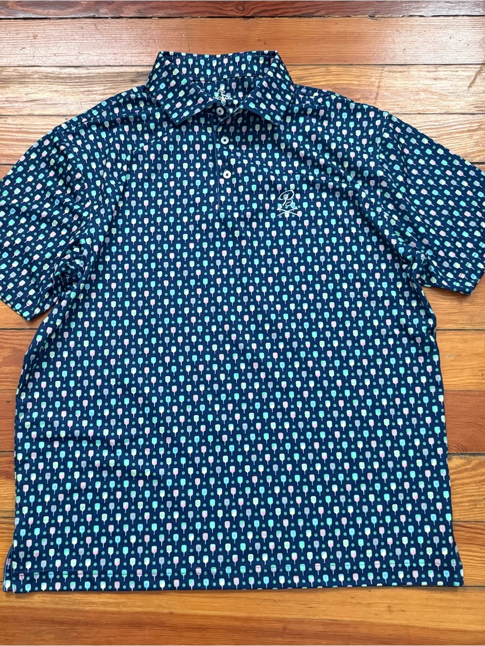 Rhoback Barstool Pickleball Performance Polo Shirt Men’s Large Navy Blue
